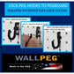 WallPeg 2 Black Pegboard Panels (24"x16" Each) with 36 Assorted Peg Hooks – Heavy-Duty Peg Board Garage Organizer Kit – Patented Flex-Lock Hooks – Made in USA Wall Storage System