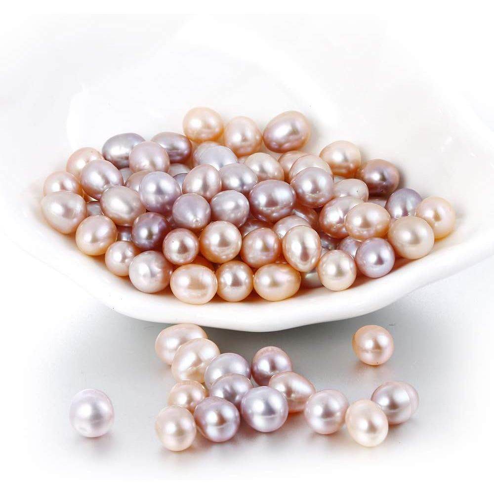 50Pcs Freshwater Cultured Pearl, Natural Oval Oyster Pearls Beads, Necklace Bracelet Earring Jewelry Making Supplies, Fun Gift for Women, Pearl Party, No Hole (Around 6mm) - My Store