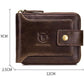 BULLCAPTAIN Genuine Leather Wallet for Men Large Capacity ID Window Card Case with Zip Coin Pocket QB-231 (Coffee)