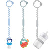 Toy Straps, Pacifier Holder Clip with Self-Adjusting Bayonet, Pure Silicone Material Without BPA; Can Be Used for Teethers, Feeding Bottles, Toys, Baby Cribs, High Chairs(Blue-3ps) - Blue&Gray+Sippy Cup Strap(Dark Gray)