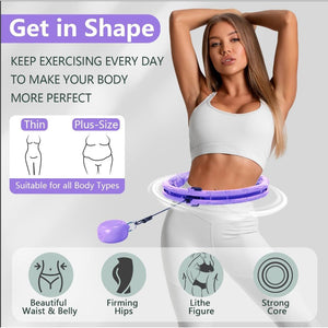 U1 Smart Weighted Hula Hoop – 30 Knots 19"–61" Adjustable Waist, Magnetic Lock with Spring Massage Heads, Infinity Hoop Plus Size for Adults & Kids, Ab Workout, Weight Loss, Abdominal Toner