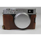 X100V Case, BolinUS Handmade PU Leather Half Camera Case Bag Cover Bottom Opening Version for Fujifilm Fuji X100V with Hand Strap (Coffee)