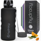 Hydracy Water Bottle with Time Marker -Large BPA Free Water Bottle & No Sweat Sleeve -Leak Proof Gym Bottle with Fruit Infuser Strainer & Times to Drink -Ideal for Fitness Sports & Outdoors