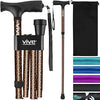 Vive Folding Cane - Foldable Walking Cane for Men, Women - Fold-up, Collapsible, Lightweight, Adjustable, Portable Hand Walking Stick - Balancing Mobility Aid - Comfortable Ergonomic Handle - Leopard
