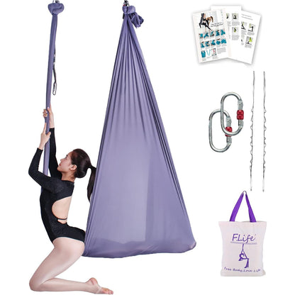 F.Life Aerial Silk Yoga Hammock & Swing for yoga Inversion,Strength training,starter hardware kit