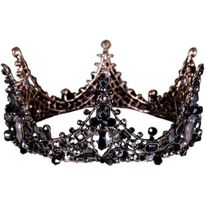 Aiosy Halloween Black Crown Rhinestone Tiara and Crowns Crystal Queen Tiara Gothic Hair Accessories Wedding Crowns Costume Baroque Crown for Women
