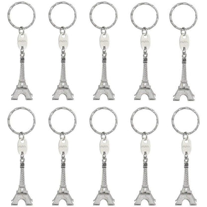 baotongle 15pcs Eiffel Tower Keyring, Paris Eiffel Tower Keychains 3-D Key Ring French Souvenirs Retro Adornment Cute Lovely Decorative Metal Craft Art Statue Model for Table Decor Gifts Silver