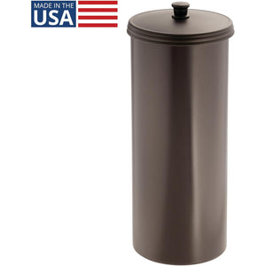 iDesign Freestanding Bathroom Toilet Paper Storage Holder with Lid for 3 Extra Rolls, Bronze