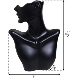 MOOCA Tabletop Small Necklace & Earring Jewelry Displays, Earring Display Stands, Necklace Stand, Mannequin Jewelry Bust, 7 W x 3 D x 9 1/2 H in, Black