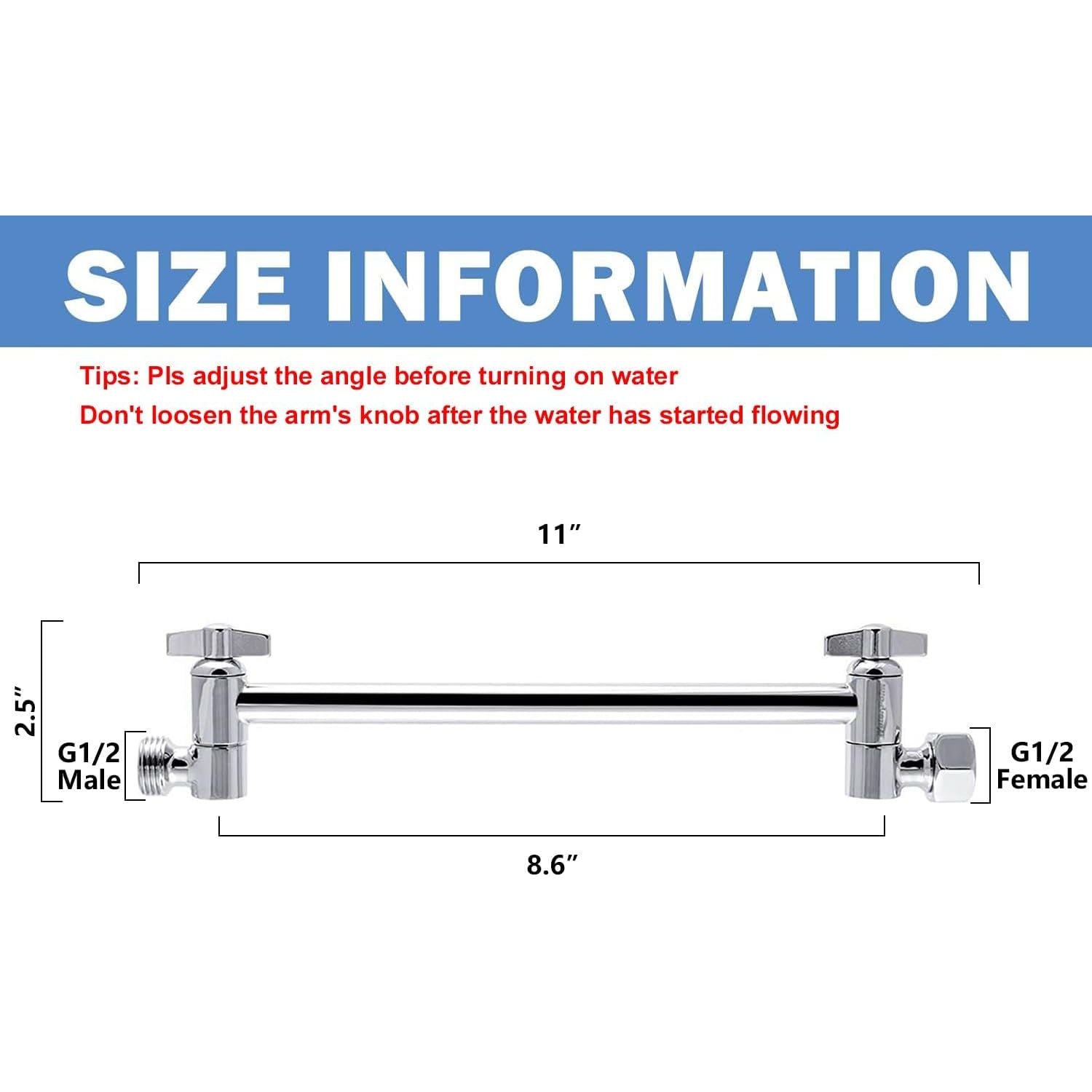 Buy now NearMoon Adjustable Shower Arm Universal Connection, Extension Arm, Adjust Angle to Upgrade Shower Experience, Easy to Install, Anti-leak (11 Inch, Chrome Finish) at indiglob india