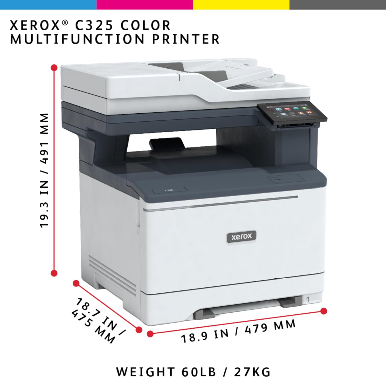 Buy now Xerox C325dni Wireless Printer - 35ppm Color Laser All in One Multifunction Printer with Automatic 2-Sided Printing, Home, Office or Small Business Use - Copy/Print/Scan/Fax - Color Touchscreen at indiglob india