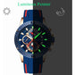 MF MINI FOCUS Men Watch, Chronograph Waterproof Sport Analog Quartz Watches Blue Silicon Strap Fashion Wristwatch for Men