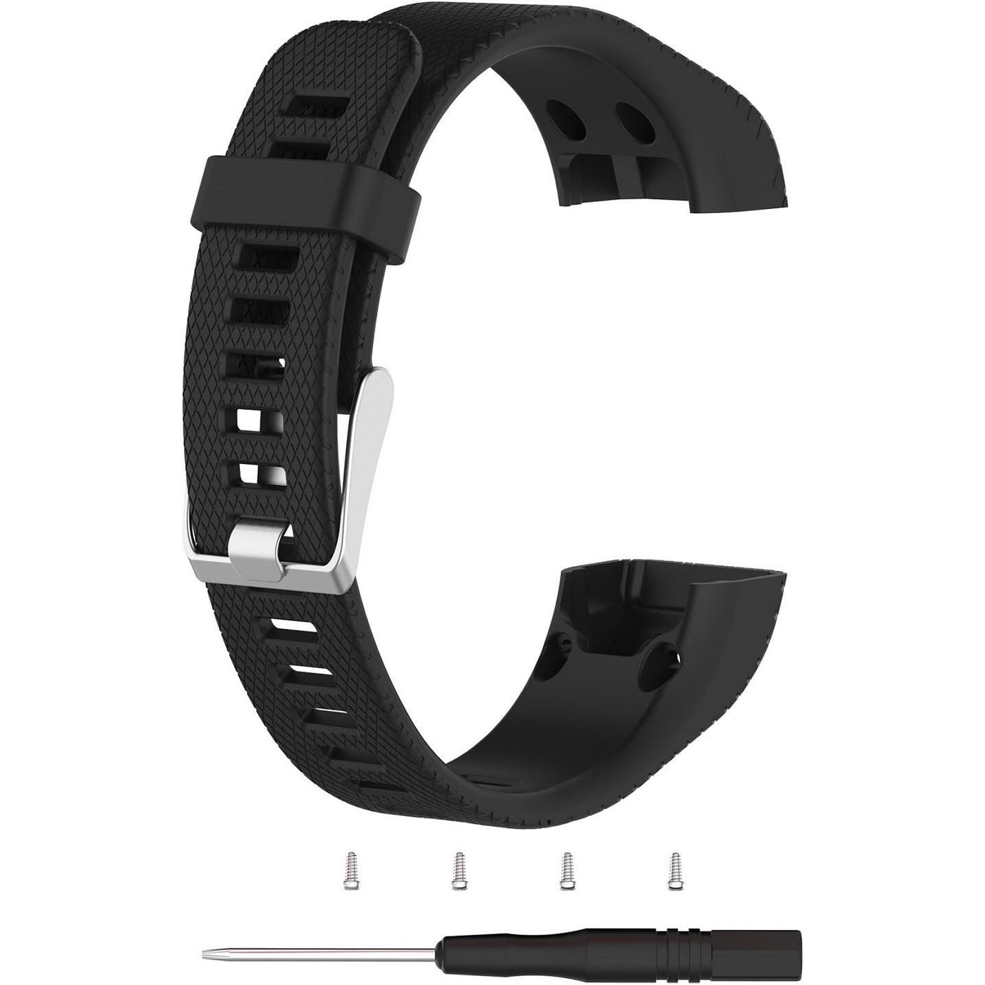 TenCloud Strap Compatible with Vivosmart HR+ Bands Replacement Striped Sport Straps with Tool Kits for Garmin vívosmart HR Plus Tracker (Black)