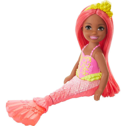 Barbie Dreamtopia Chelsea Mermaid Doll with Pink Hair & Tail, Royal Headband Accessory, Small Doll Bends at Waist