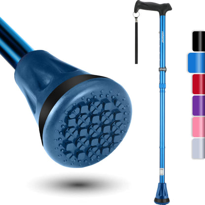 Buy now REHAND Walking Cane - Foldable, Adjustable, Collapsible Walking Canes for Men & Women, Heavy Duty All Terrain Tip, with Travel Bag | Walking Sticks for Seniors & Adults Ocean Blue at indiglob india