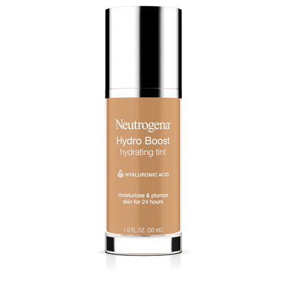 Neutrogena Hydro Boost Hydrating Tint Foundation Makeup for Dry Skin, with Hyaluronic Acid, Lightweight Oil-Free Water Gel, Non-Comedogenic, 20 Natural Ivory, 1.0 fl. oz