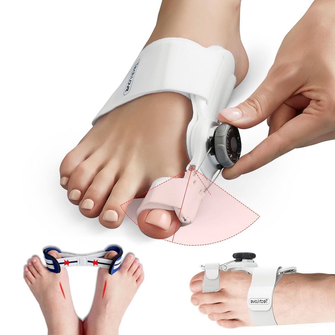 Tech Love Bunion Corrector for Women and Men Big Toe, Orthopedic Bunion Toe Straightener, Adjustable Bunion Splint with Toe Separator for Bunion Relief, Day Night Support