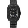 MINILUJIA Luxury Mens Crystal Watch Fashion Full Bling Iced Out Rhinestone Quartz Analog Watch Men Women Hip Hop Big Dial Square Wristwatch - black