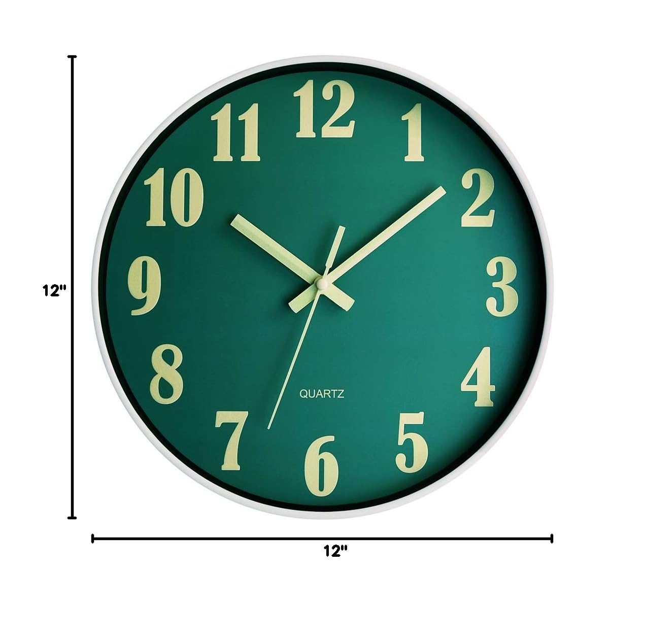 Buy now JoFomp Glow in The Dark Clock, 12 Inch Modern Silent Non Ticking Wall Clocks Battery Operated, Night Light Wall Clock for Living Room Decor, Wall Clock Decorative for Kitchen Bedroom (Green) at indiglob india