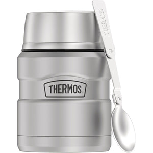THERMOS Stainless King Vacuum-Insulated Food Jar with Spoon, 16 Ounce, Matte Stainless Steel