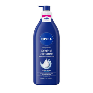 NIVEA Original Moisture Body Lotion with Vitamin E, 48-Hour Body Moisturizer for Normal to Dry Skin, 16.9 Fl Oz Pump Bottle
