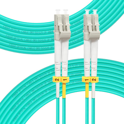 FLYPROFiber- LC to LC Fiber Patch Cable OM3 50M, Options: 0.2m-200m, 10GB/40GB Multimode Duplex LC-LC 50/125um Fiber Optic Cable Cord LSZH-50Meter(164ft)
