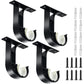 TOKPLNU Ceiling Curtain Rod Bracket, 4 Pack Heavy Duty Curtain Rod Holders, Aluminum Alloy, Black Ceiling Curtain Hooks Hangers Fit for 1 Inch Drapery Rods