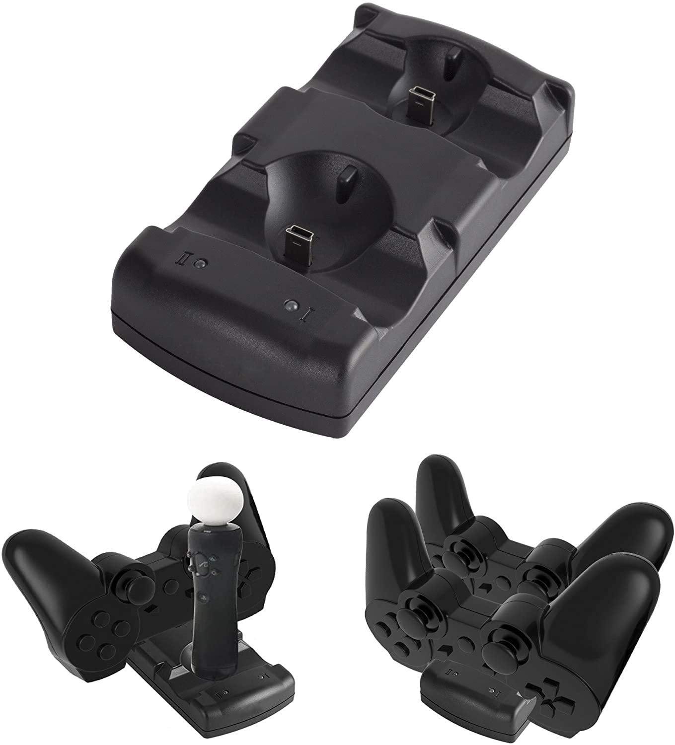 Buy now VSEER PS3 Controller Charging Dock Charging Station 2 in 1 with LED Light Indicator Compatible for Original PS3/MOVE Controller, Black at indiglob india