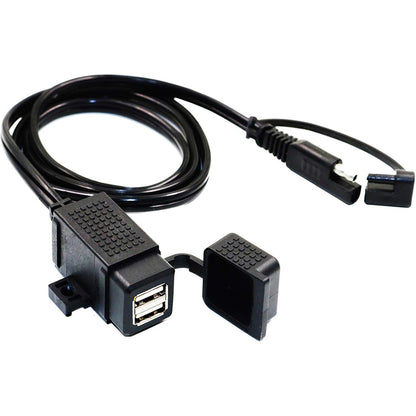 MOTOPOWER MP0609EA 3.1Amp Waterproof Motorcycle Dual USB Kit SAE to USB Adapter Cable with SAE Ring Terminal Cable Harness