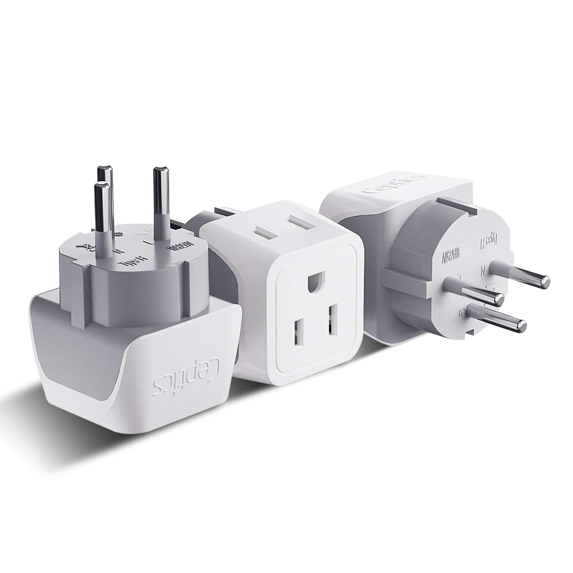 Buy now Ceptics Schuko Germany, France Plug Adapter, Dual Input - Ultra Compact Light Weight - Usa to Russia, South Korea Travel Adaptor Plug - Type E/F (3 Pack) Type H - Israel, Palestine 3 Pack at indiglob india