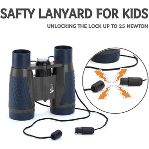 Compact Binoculars for Kids Bird Watching Hiking Camping Fishing Accessories Gear Essentials Best Toy Gifts for Boys Girls Children Toddler Waterproof 5X30 Optical Lens Including Compass