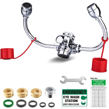 Beauty Kate Eye Wash Station, Emergency Eyewash Stations Faucet Mounted for Sink Attachment - Eye Flush Unit Eye Wash Solution for First Aid for Lab Factory Industry Site, Office and Home, Equipped with 4 Adapters