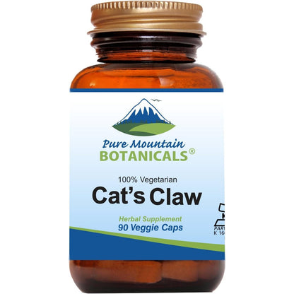 Pure Mountain Botanicals Cat’s Claw Capsules - 90 Kosher Vegan Caps with 1000mg Peruvian Cats Claw Uncaria Tomentosa Herbal Supplement