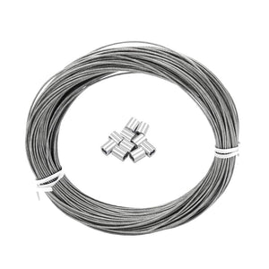 DGOL Coated 100 ft Picture Wire 304 Stainless Steel Rope 1/16 inch (1.5 mm) Photo Hanging Cable,7x7 Standard Core,100 feet,with 10pcs Sleeves