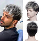 Kaneles Short Curly Mens Black Wig Fluffy Synthetic Cosplay Halloween Hair Wig for Male Guy