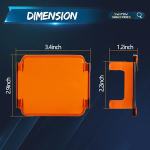 2PCS Pod Light Covers Amber 3 Inch LED Light Bar Cover Amber LED Pods 3x3 Square Work Lights Cube Covers Ditch Pods PC Lens Cover