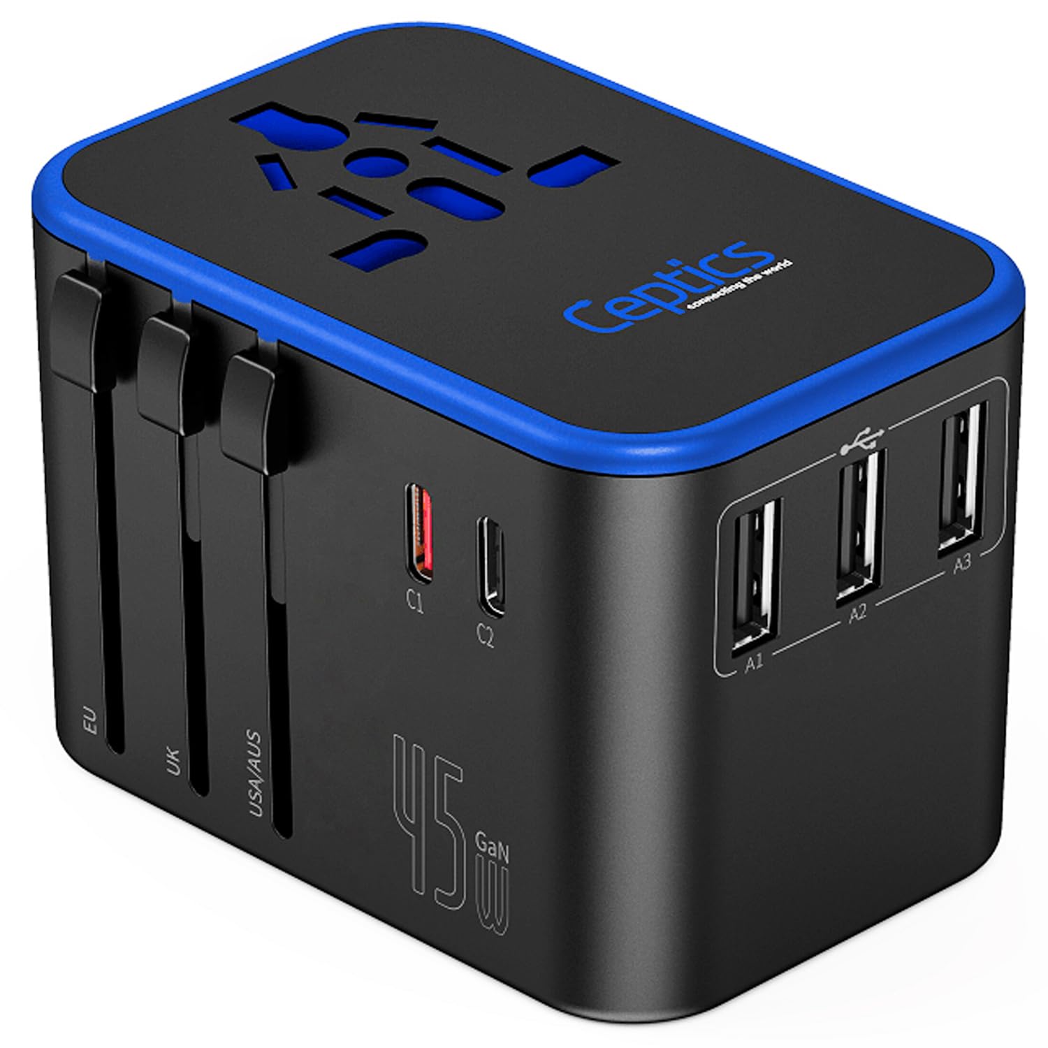 Buy now Ceptics Schuko Germany, France Plug Adapter, Dual Input - Ultra Compact Light Weight - Usa to Russia, South Korea Travel Adaptor Plug - Type E/F (3 Pack) Universal travel adapter 1 Pack at indiglob india