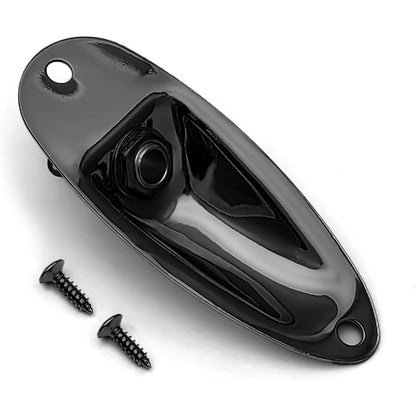 MAXCHEER Guitar Input Jack Socket Plate Output Loaded Boat Style 1/4 Inch with Screws for Fender Stratocaster Strat St Mono Electric Guitar for Electric Guitar Replacement Parts (Chrome)