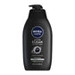 NIVEA Men Active Clean Body Wash with Natural Charcoal for Normal to Oily Skin, 3-in-1 Charcoal Body Wash, Face and Hair, Draws Out Dirt and Impurities, 16.9 Fl Oz Bottle, Pack of 3