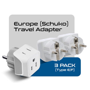 Buy now Ceptics Schuko Germany, France Plug Adapter, Dual Input - Ultra Compact Light Weight - Usa to Russia, South Korea Travel Adaptor Plug - Type E/F (3 Pack) at indiglob india