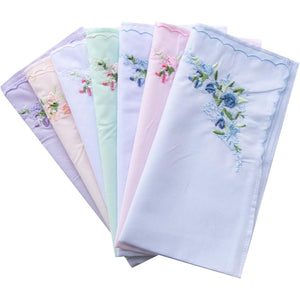 La closure Vintage Floral Cotton Embroidered Ladies Handkerchiefs Pack