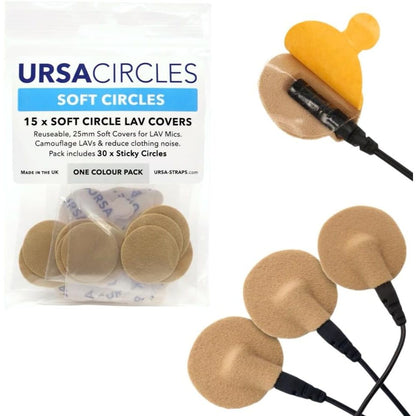 URSA Soft Circles: Reusable Soft Covers That Provide a Shield Against the Wind and Camouflage for Lavalier Mics. (15x Soft Circles + 30x Stickies, MultiPack)