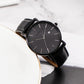 BUREI Men Watches Brown Leather Fashion Minimalist Wrist Watch Simple Ultra Thin Waterproof Quartz Watches All Black Stainless Steel Mesh Band,Gift for Men Women