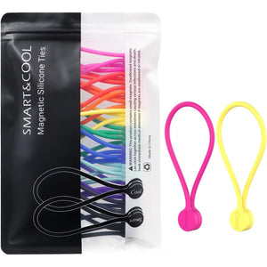 SMART&COOL Reusable Silicone Magnetic Cable Ties for Bundling and Organizing, Holding Stuff, Book Markers, Fridge Magnets, Assorted Color, 7.16'' (20-Pack, Multi)