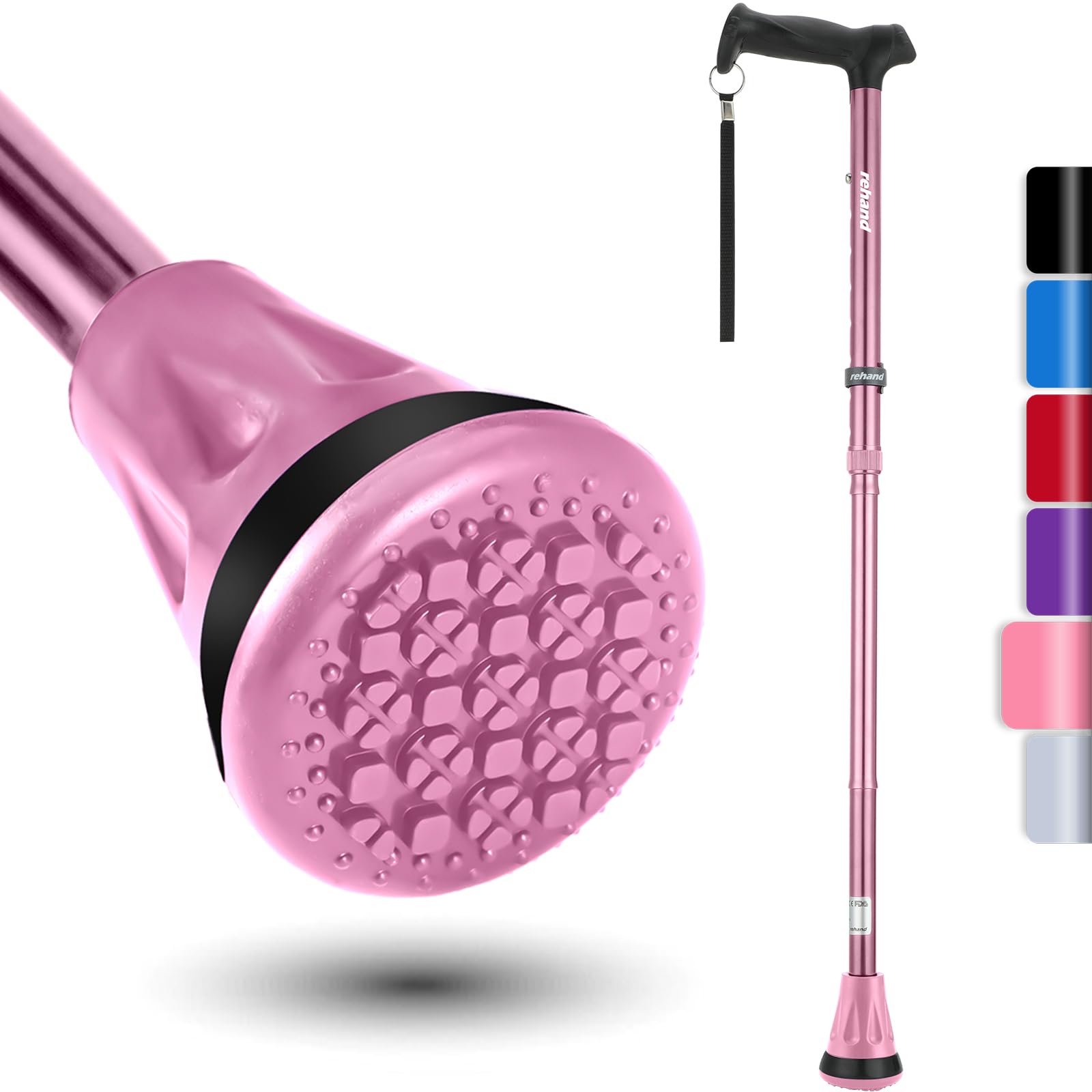Buy now REHAND Walking Cane - Foldable, Adjustable, Collapsible Walking Canes for Men & Women, Heavy Duty All Terrain Tip, with Travel Bag | Walking Sticks for Seniors & Adults at indiglob india