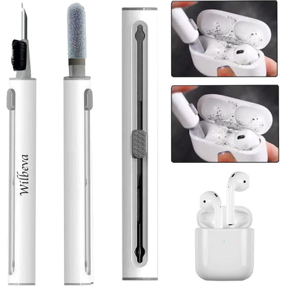 Cleaner Kit for Airpods, Wilbeva Bluetooth Earbuds Cleaning Pen for Airpods Pro 1 2 3 Samsung MI Android Earbuds, 3 in 1 Compact Multifunctional Headphones Case Cleaning Tools