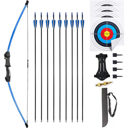45" Youth Bow and Arrows Set for Kids 8-12 Teens Recurve Archery Beginner Gift Longbow Kit, Outdoor Hunting Play Gift Toys, 9 Arrows, 4 Target Face for Backyard Game Age 12-14 14-16