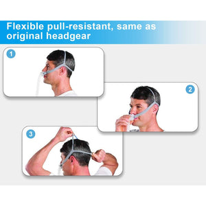 3 Pack Headgear Compatible with P10 Nasal Pillow Mask Straps Included 3 Super Elastic Straps and 6 Adjustment Clips(Grey)