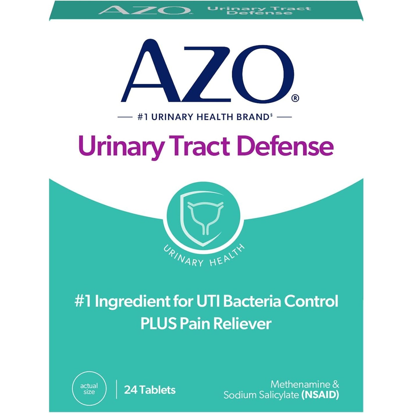 AZO Urinary Tract Defense Antibacterial Protection, FSA/HSA Eligible, Helps Control a UTI Until You Can See a Doctor, from The No. 1 Most Trusted Urinary Health Brand, 24 Count (Pack of 1)