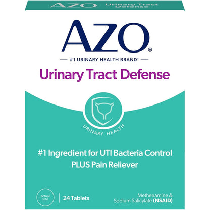 AZO Urinary Tract Defense Antibacterial Protection, FSA/HSA Eligible, Helps Control a UTI Until You Can See a Doctor, from The No. 1 Most Trusted Urinary Health Brand, 24 Count (Pack of 1)